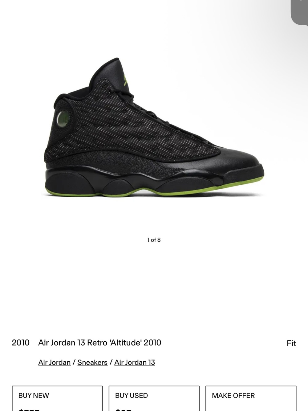 Jordan 13 Retro 'Altitude' Gradeschool Basketball Shoes - Black/Green